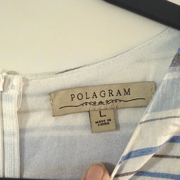 Polagram Blue and White Striped Short-Sleeve Jumpsuit - Image 2
