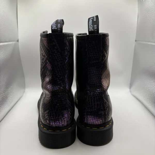 Dr. Martens Women's 10 31027 Pascal Purple Snake Print Leather 8 Eye AnkleBoots - Image 3