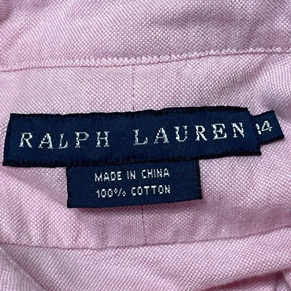 Ralph Lauren Women's Pink Cotton Short Sleeve Button Down Shirt Top Size 14 - Image 4