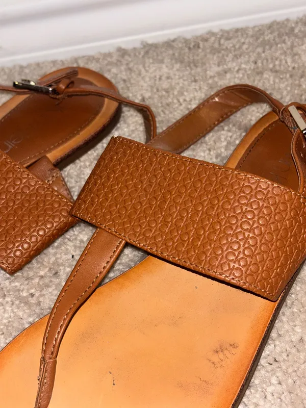 Calvin Klein Tan And Brown Sandals Size 8.5 - Image 2