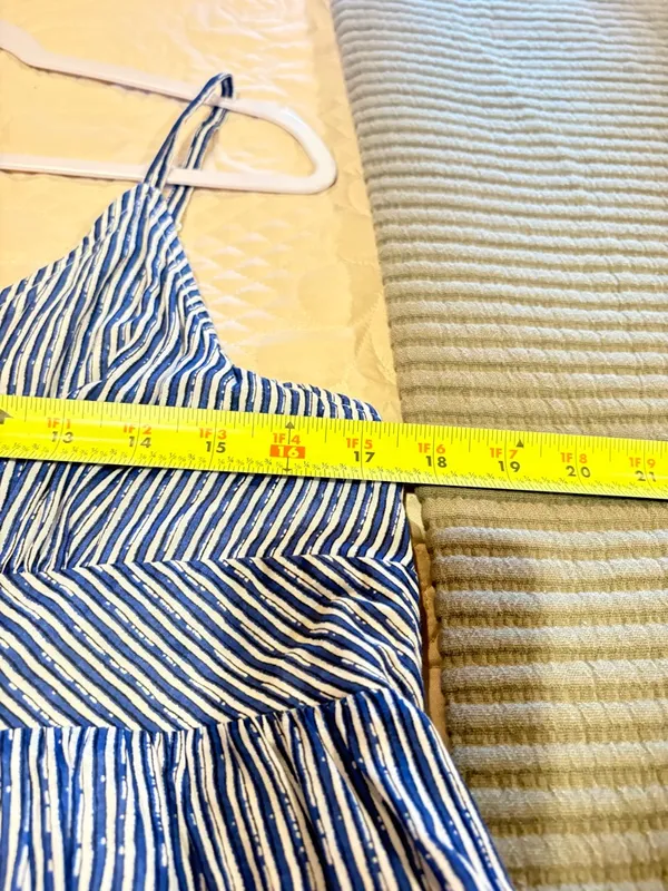 Gap Drop-Waist Maxi Dress Blue White Striped Spaghetti Strap Sundress women’s XL - Image 10