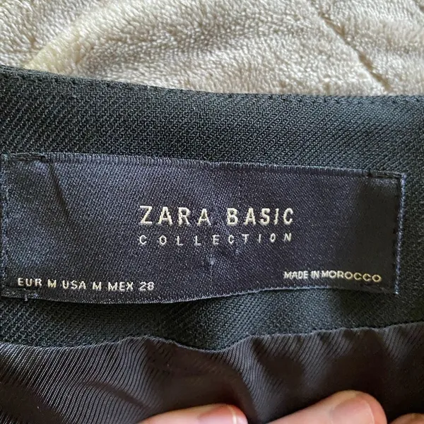 Zara Asymmetrical Cocoon Jacket Womens Medium Black 3/4 Sleeve Snap Front - Image 9