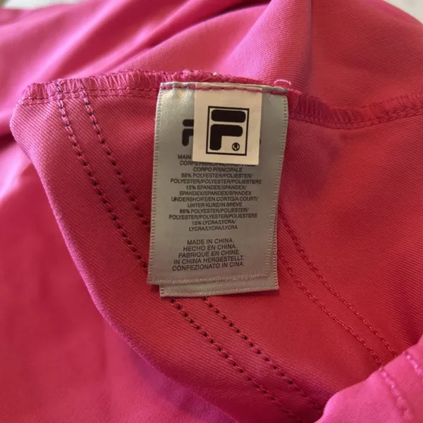Fila Pink Tennis Skort Womens Medium Built-in Shorts Navy‎ White Side Stripes - Image 10