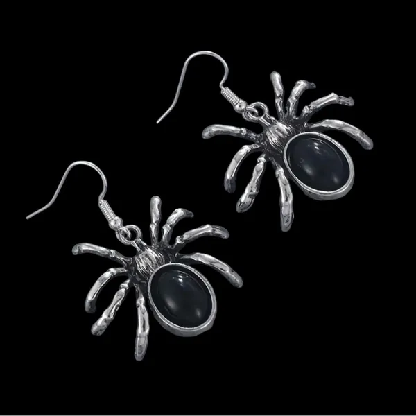1 Pair Of Gothic Style Drop Earrings Horror Spider‎ Design - Image 4