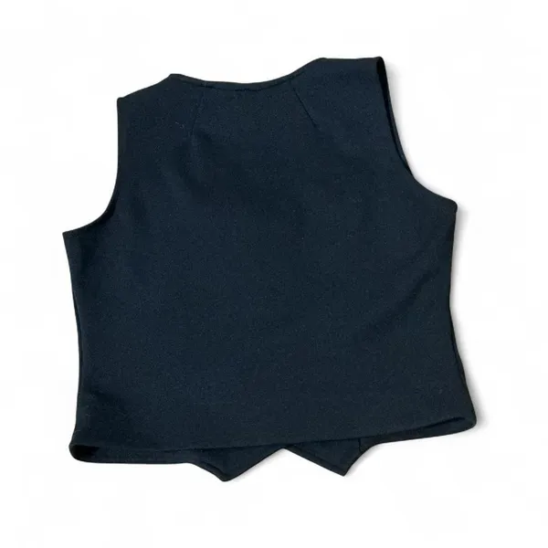 VTG Black Button Front Vest V-Neck Pointed Hem Dark‎ Academia Waistcoat 12 21717 - Image 5