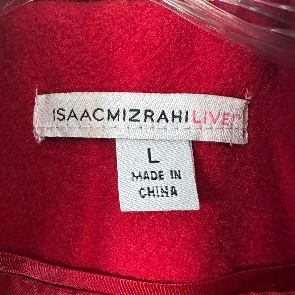 Isaac Mizrahi Live Red Full Zip Stand Collar Car Coat Jacket Large No Hood - Image 3