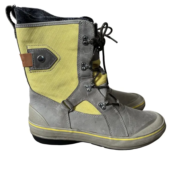 Clarks‎ Muckers Squall Boots Sz 10M Gray Yellow Leather Canvas Winter Waterproof - Image 2