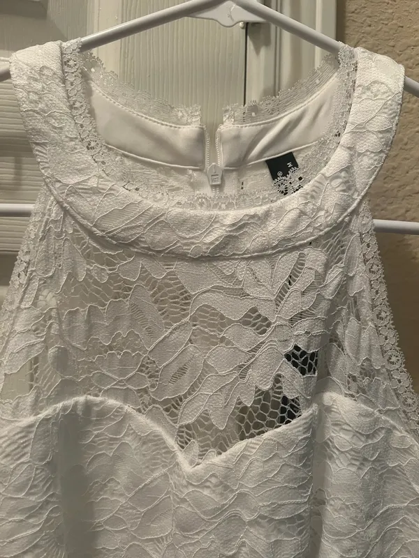 Women’s Gorgeous Allegra K White Satin Lace Med/ Length Dress Size M NWT - Image 4
