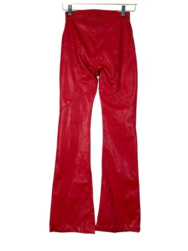 REVICE Red Faux Leather Bootcut Pants Size 24 - Image 4