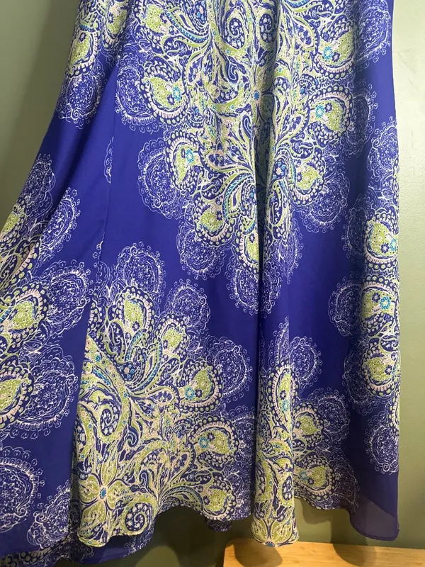 Jaclyn Smith Large Boho Maxi Skirt Blue Paisley Cottagecore Festival Flowy Beach - Image 2