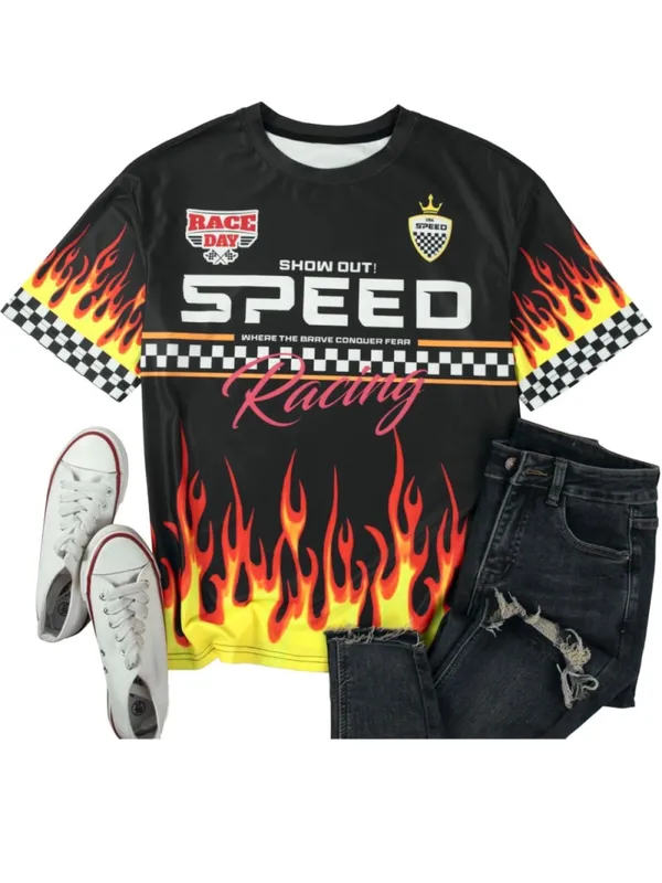 NEW Jersey Shirts Racing Shirt Race Car Graphic Tees Y2K Medium - Image 4
