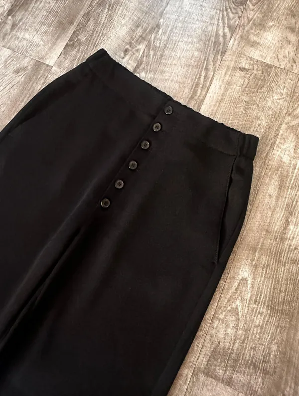 ZARA Buttoned Wool Wide Leg Pants Size S - Image 6