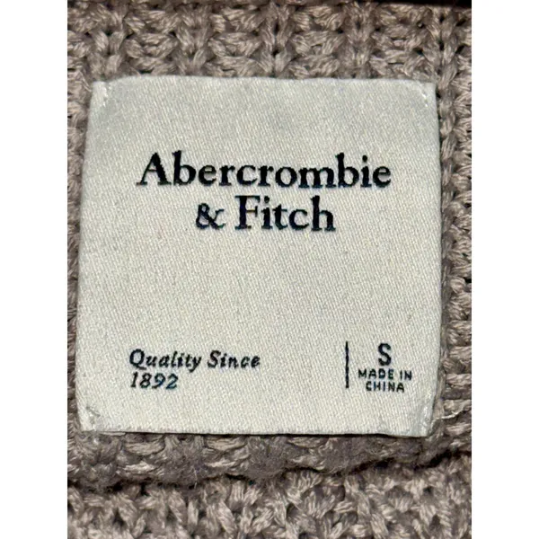 Abercrombie & Fitch Gray Chunky Knit Long Sleeve Cropped V-Neck Sweater Size S - Image 4
