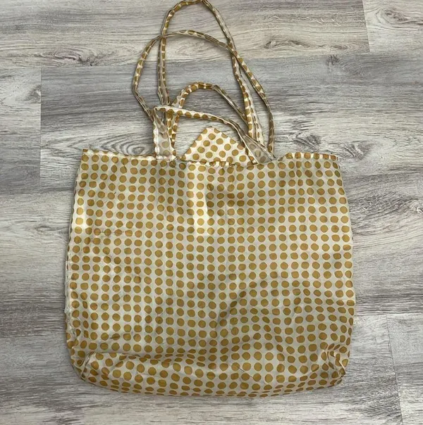 Ikea Gold & White Polka Dot SKYNKE Reusable Shopping Bag Approximately 14"X14.5" - Image 2