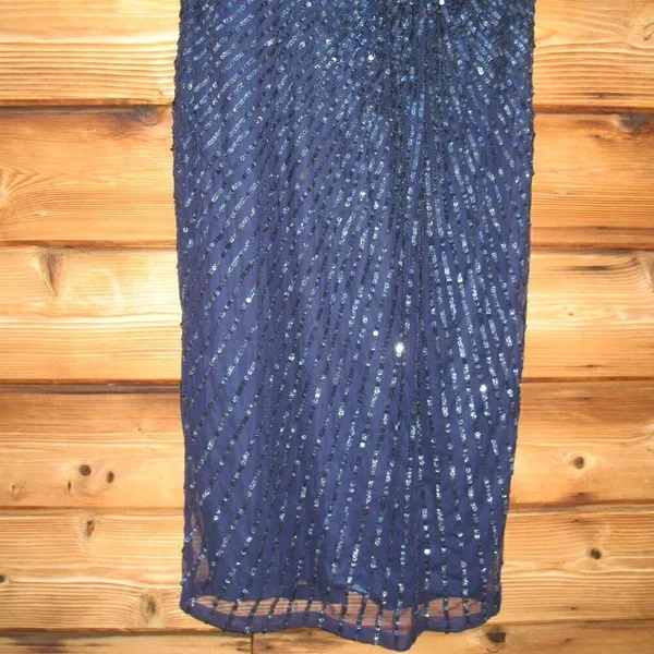Mac Duggal 5578 Womens Sequined V Neck Short Puff Sleeve Midi Dress - Image 10