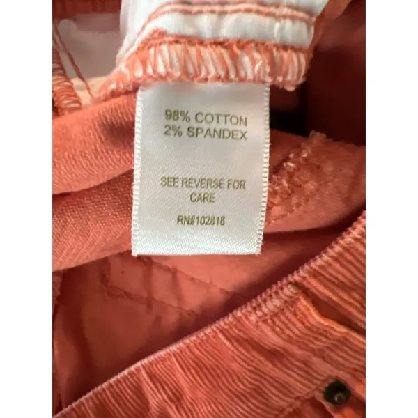 Garnet Hill Womens Orange Fine Wale Corduroy Straight Leg Pants Size 10 - Image 4