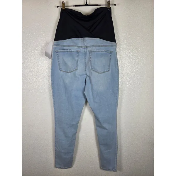 Isabel Maternity Skinny Jeans Light‎ Blue Crossover Panel Size 10 NWT - Image 2