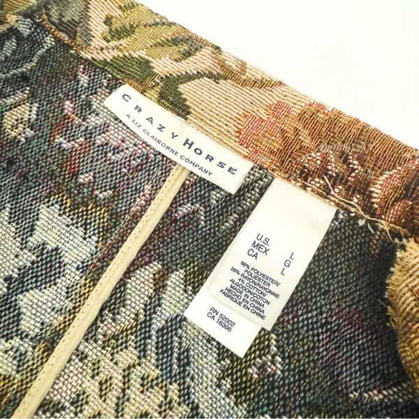 Vintage Y2K Tapestry Woven Botancial Blazer in Tan | Size L - Image 6