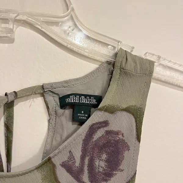 Wild Fable Dress Sleeveless Tank‎ Green Purple Floral Chiffon High Neck Small - Image 6