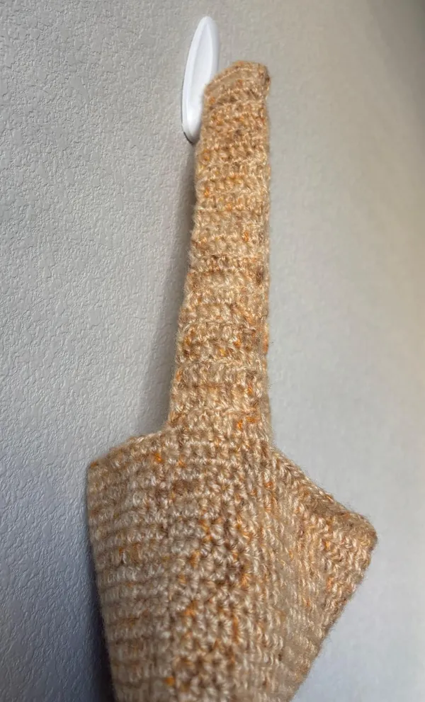 Handmade Tan Fuzzy Crocheted Shoulder Bag - Image 5
