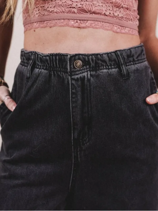 NWT Three Bird Nest Simply You Wide Leg Jeans washed black high-rise Boho Size L - Image 4