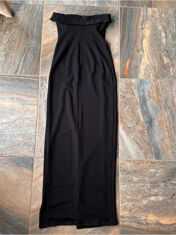 BabyBoo Fashion Black Strapless Corset Maxi Dress with Front Slit - Size M - Image 5