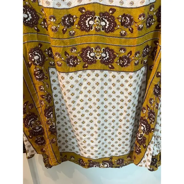 ***Free People Bohemian Changing Times Printed Blouse Tea, sz M - Image 9