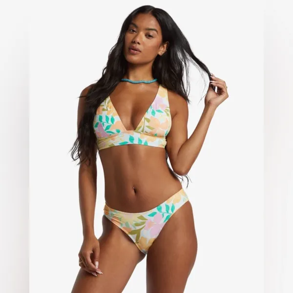 Billabong Sweet Aloha Remi Plunge Top-Multi NWT🌺🌊☀️ size M 6/8 floral bikini top - Image 4