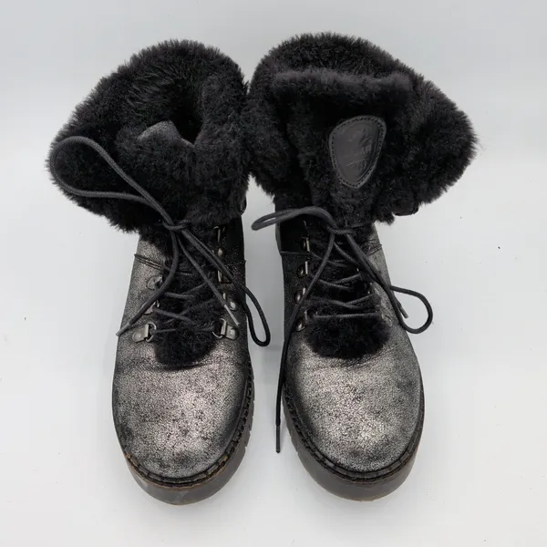 Pajar Penny Snow Boots Canada Waterproof Metallic Silver Faux Fur Winter‎ 38 7.5 - Image 9