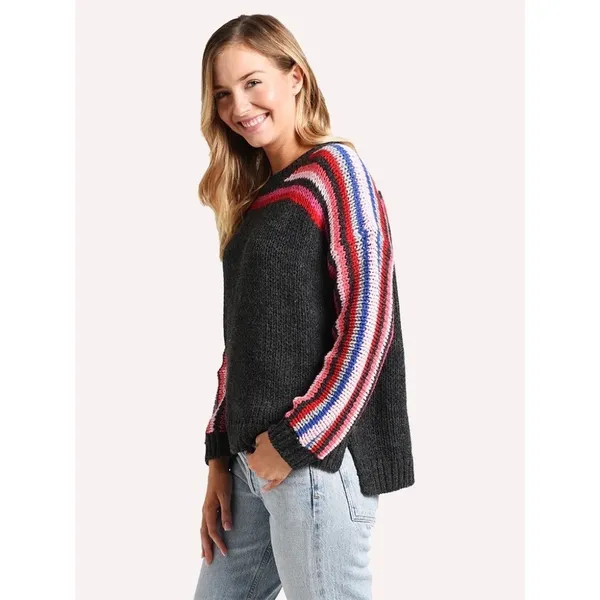 XIRENA Teton Aprés Ski Sweater Alpaca Gray Colorful Stripes Sporty Apres X-Small - Image 5