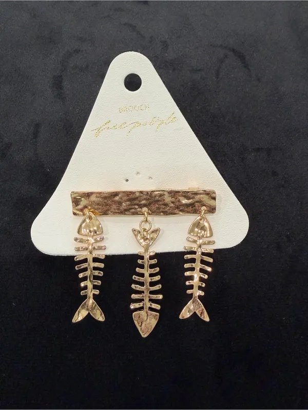 NWT $20 Free People Fish Outta Water Brooch In Gold - Image 2