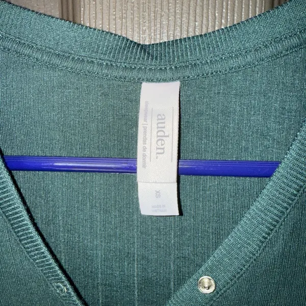 Auden Green Long Sleeve Henley Top Size XS - Image 2