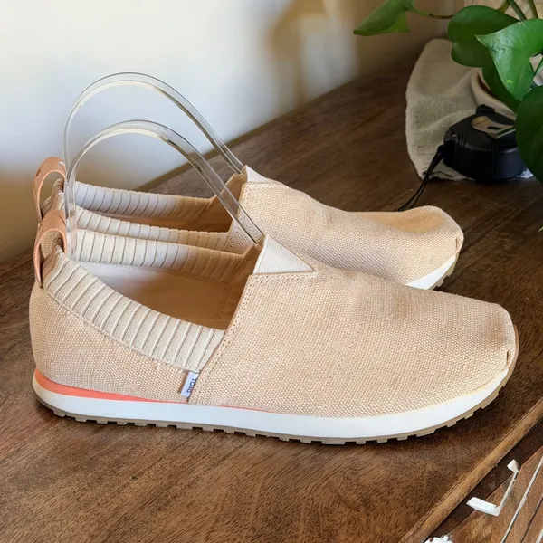 TOMS‎ Alpargata Resident Women 8 Peach Beige Knit Slip On Sneaker Minimalist - Image 4