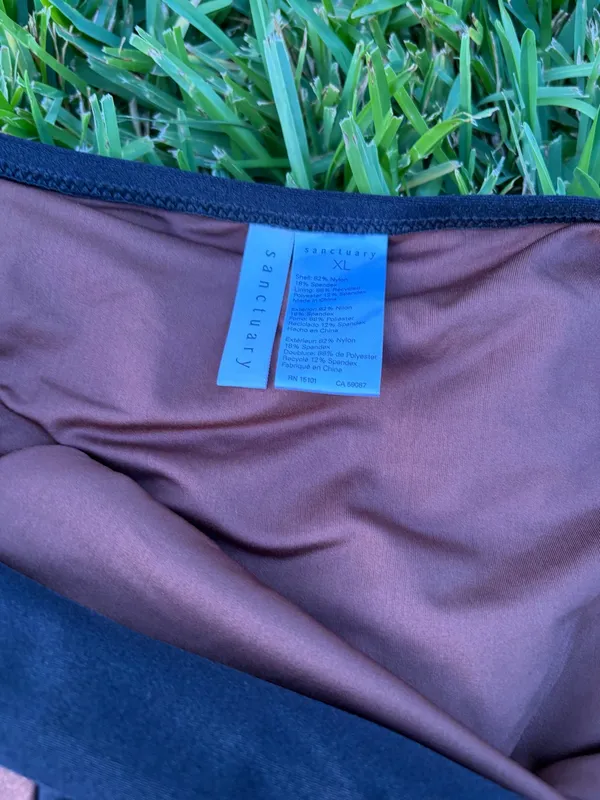Sanctuary Black High Leg Bikini Bottoms Cocoa Trim XL NWOT Anthropologie - Image 3