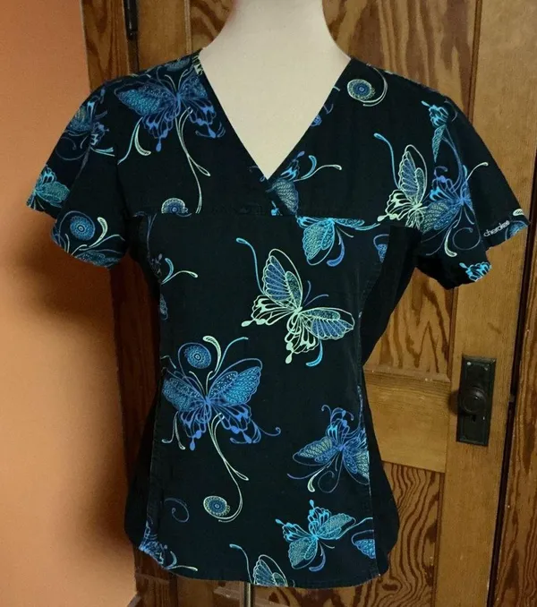 Vintage 90s Cherokee Butterflies V neck top - Image 5