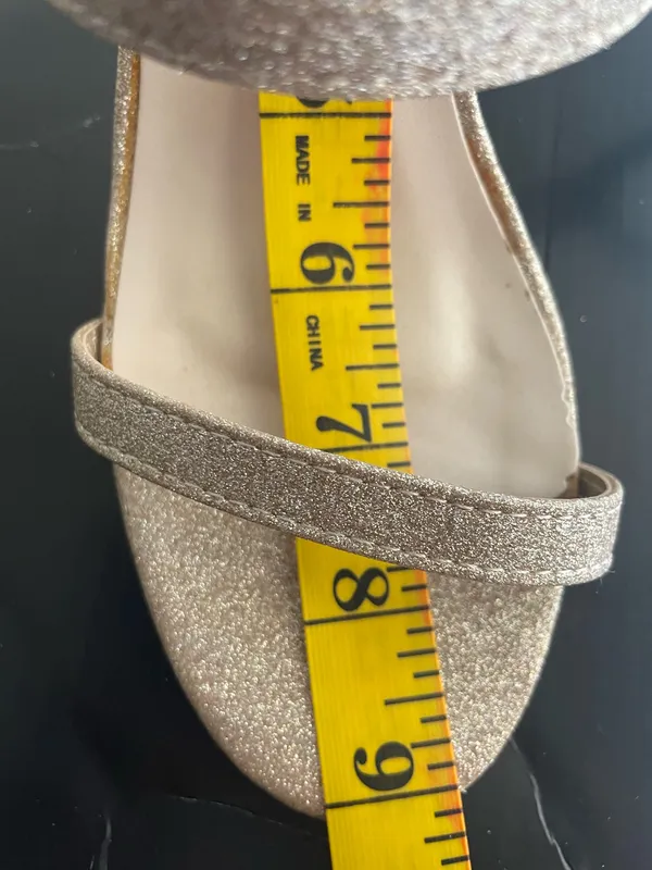 David's Bridal Callista Gold Glitter Block Heel Sandals Strappy Wedding Prom 6.5 - Image 7