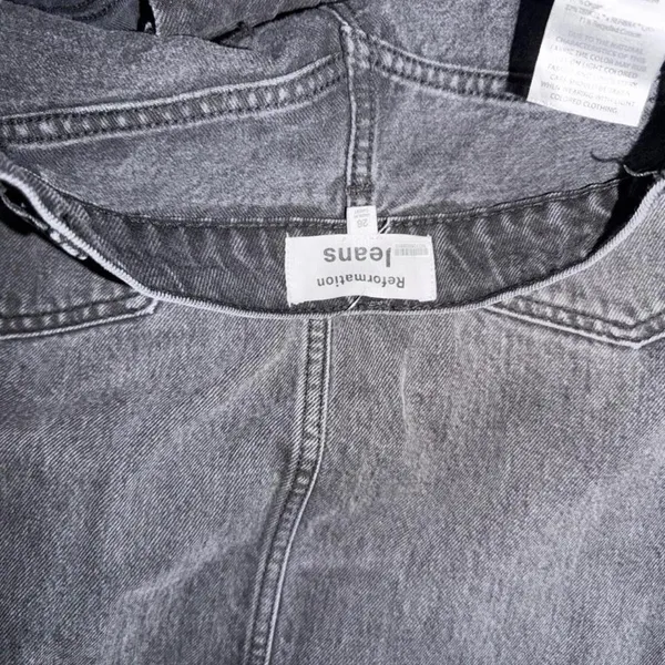 Reformation Jeans Tazz Maxi Denim Distressed Skirt Gray Black Size 26 NWOT - Image 5