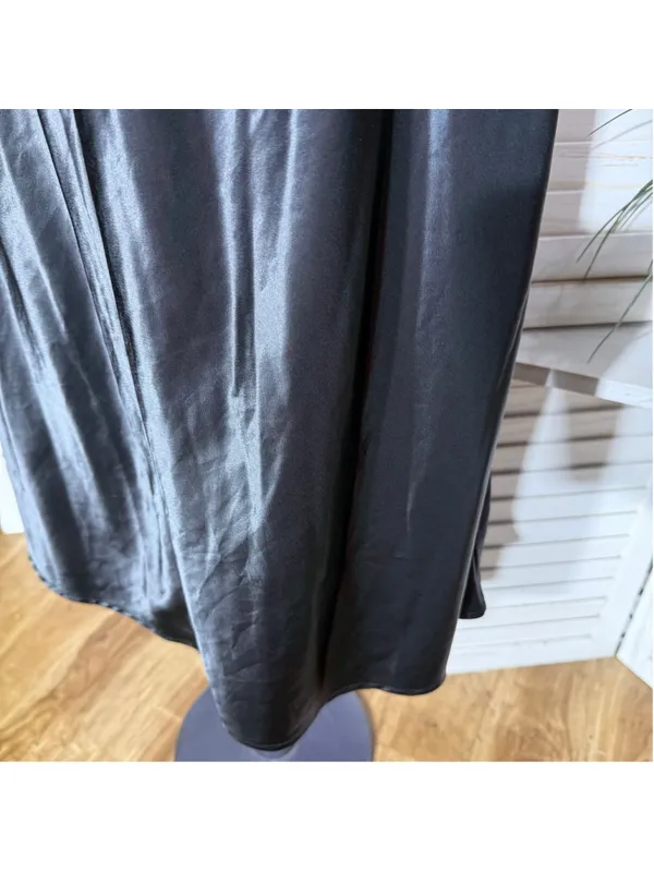 Black satin slip dress ruched front sweetheart cocktail whimsigoth punk alt sz M - Image 7