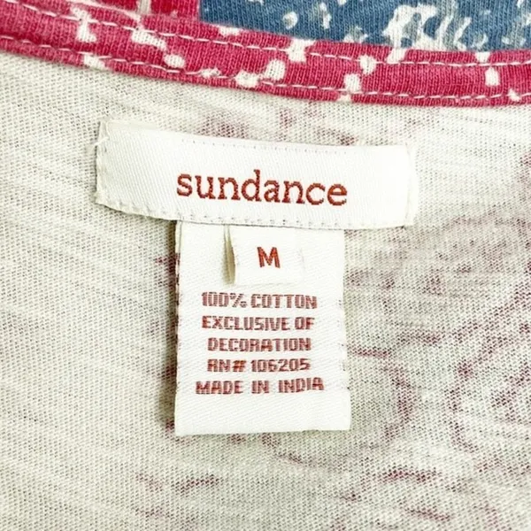 Sundance World Citizen Patchwork Crochet Detail Short Sleeve Top Size Medium - Image 9
