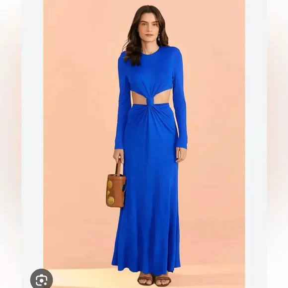 FARM RIO Blue Knot Cut-Out Long Sleeve Maxi Dress‎ - Image 3