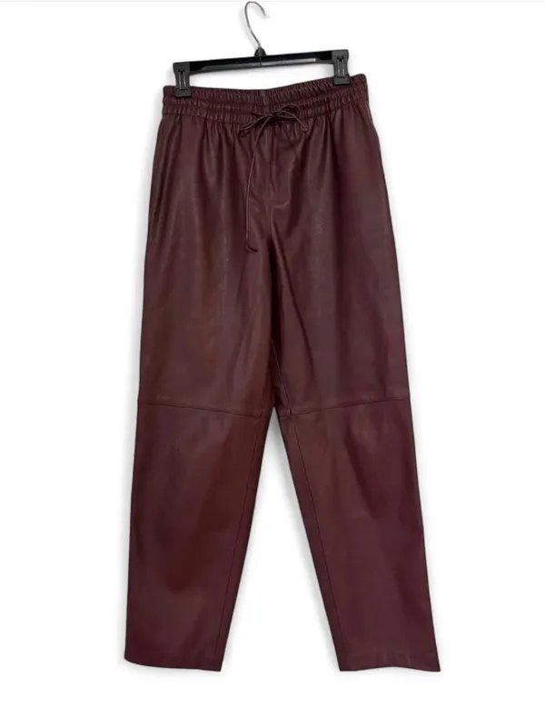 Women's Faux Leather Drawstring Waist Pants size S or 26-27 - Image 2