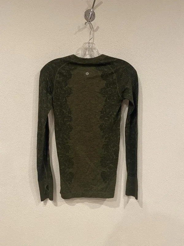 Lululemon Shirt Womens 4 Green Floral Long Sleeve Crew Neck Thumbholes Athletic - Image 4