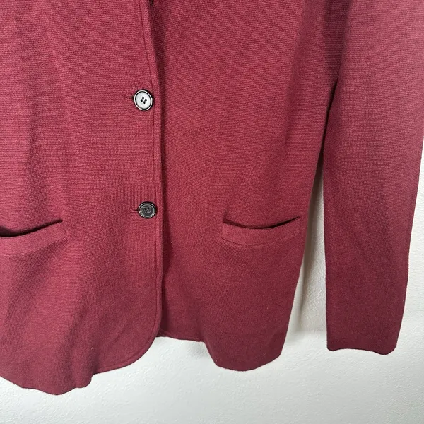 JCrew Sweater Blazer Sz Small Maroon Red Two Button Cardigan Jacket 100% Cotton - Image 3