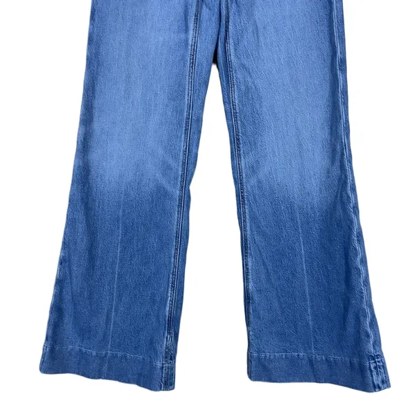 American Eagle High Rise Flare Solid Jeans Blue Retro Boho Stretch Size 000 - Image 3
