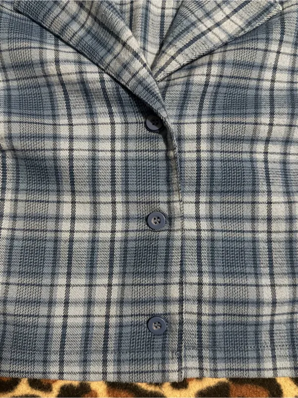 2000s vintage style brandy melville blue vivian plaid cropped button up - Image 5
