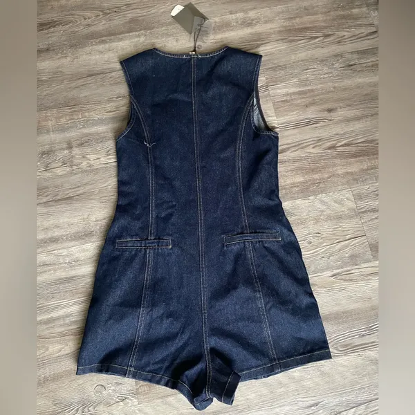 Le Lis Dark Blue Denim Romper - Image 4