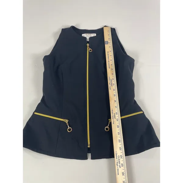 Jones New York Blazer Vest Size 8 Black Gold Zipper Detail 90s - Image 8