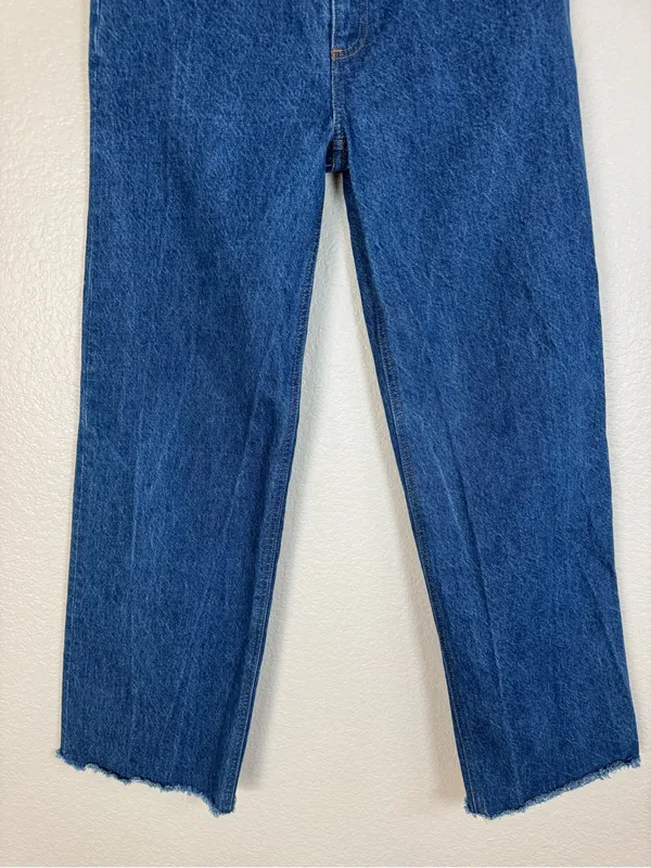 Aritzia Denim Forum The Farrah High Rise Wide Leg Jeans 30 L size 28 Dark Blue - Image 7