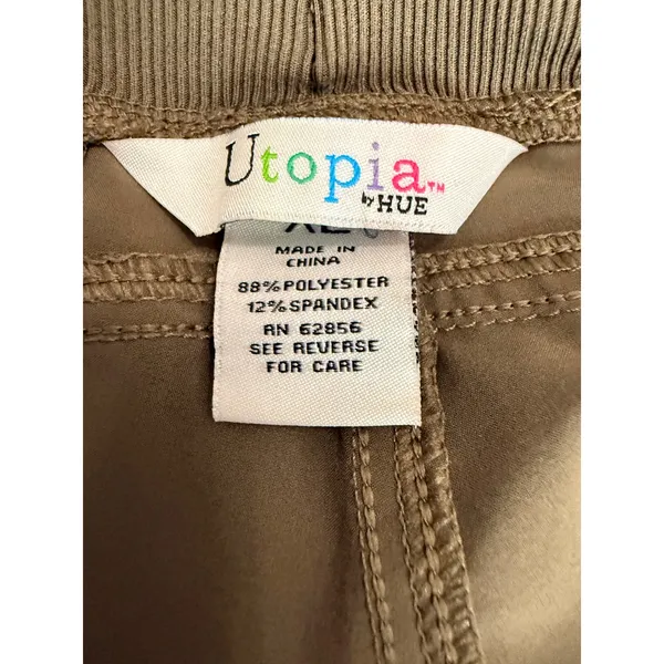 Utopia by Hue Womens XL Olive Green Drawstring Jogger Pants Stretch Activewear - Image 5