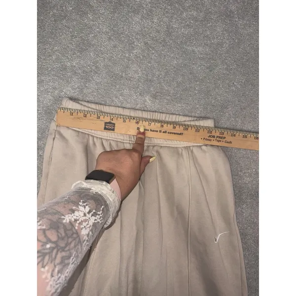 Nike Phoenix Fleece High Waisted Oversized Sweatpants Womens XS Beige Joggers - Image 9